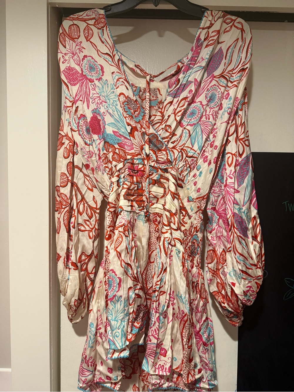 NWT Poupette St. Barth Pink, Turquoise & Red Floral Mini Dress - Picture 5 of 6